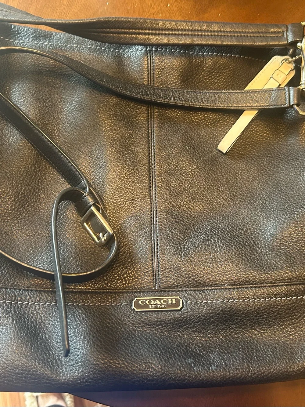 Coach Park Hobo Satchel Black Pebbled Leather with Adjustable Strap